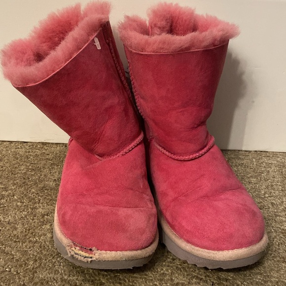 Ugg pink big bow boots toddler girls size 2 - Picture 3 of 9